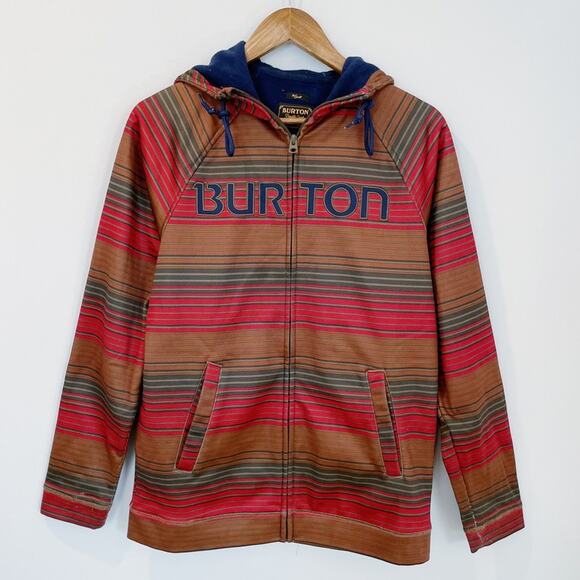 Burton Colombo Hoodie Brown Burgundy Green Stripe Small EUC - Picture 1 of 14